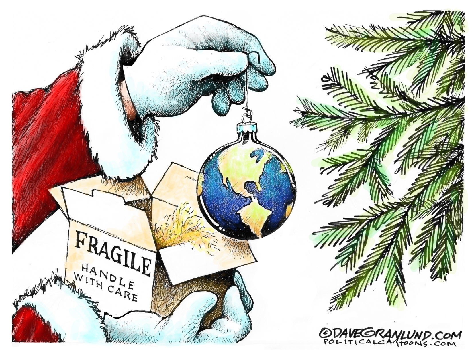 Christmas fragile globe by Dave Granlund, PoliticalCartoons.com